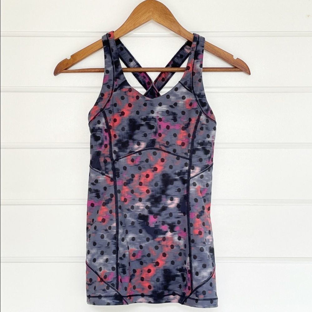 Lululemon Kanto Catch Me Tank Top Windy Blooms Regal Plum Multi / Black Size 2